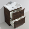 Walnut Free Standing Bathroom Vanity Unit &amp; Basin - W600mm