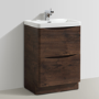 Walnut Free Standing Bathroom Vanity Unit & Basin - W600mm