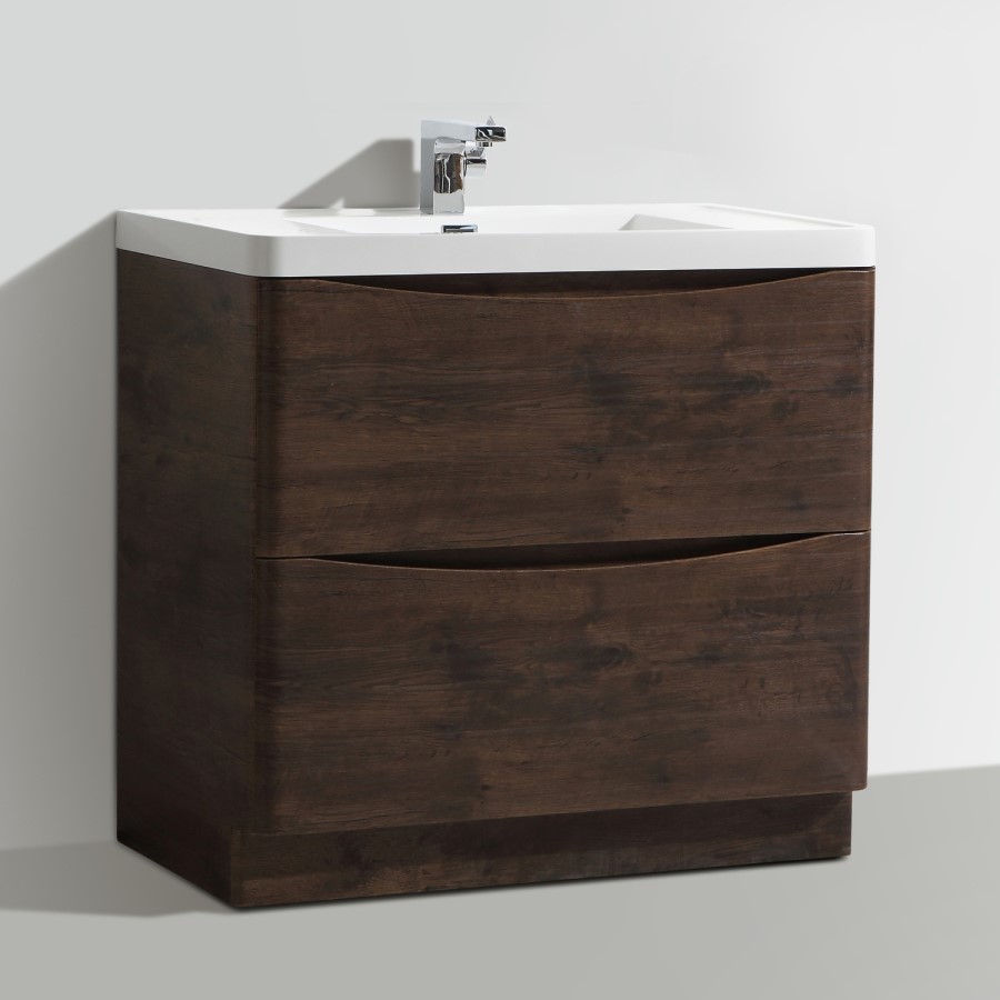 Walnut Free Standing Bathroom Vanity Unit & Basin - W900 x H850mm - Oakland