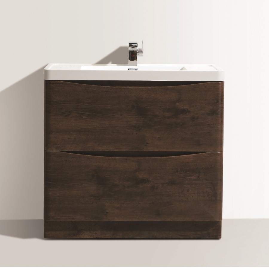 Walnut Free Standing Bathroom Vanity Unit & Basin - W900 x H850mm - Oakland