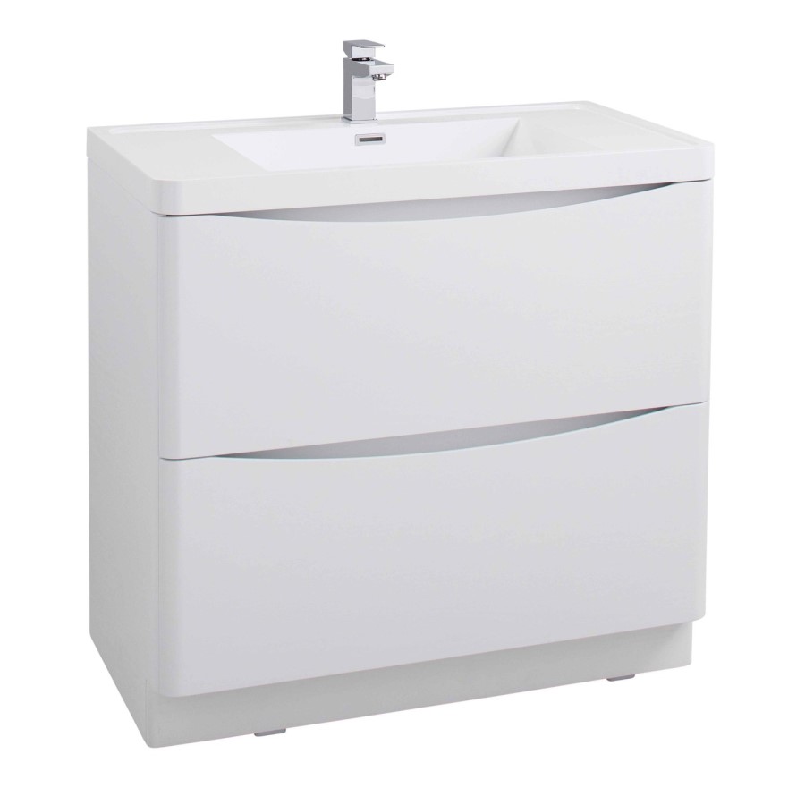 White Free Standing Bathroom Vanity Unit & Basin - W900 x H850mm - Oakland