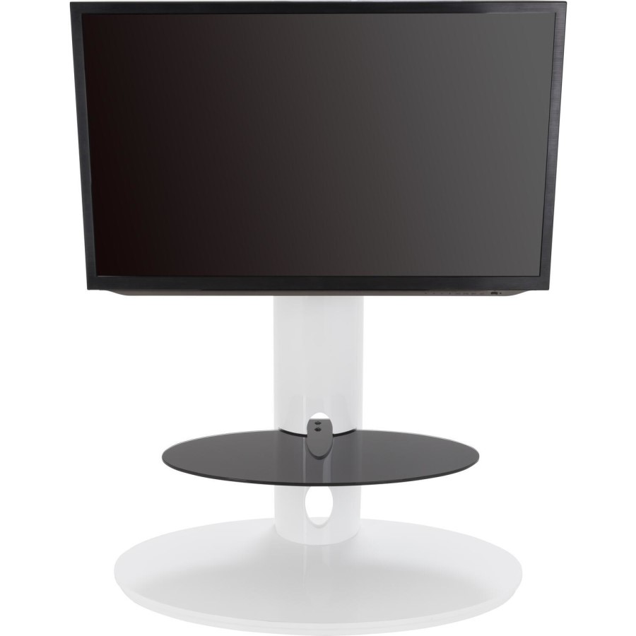 Chepstow Affinity Oval Pedestal TV Stand 930 Gloss White / Black Glass