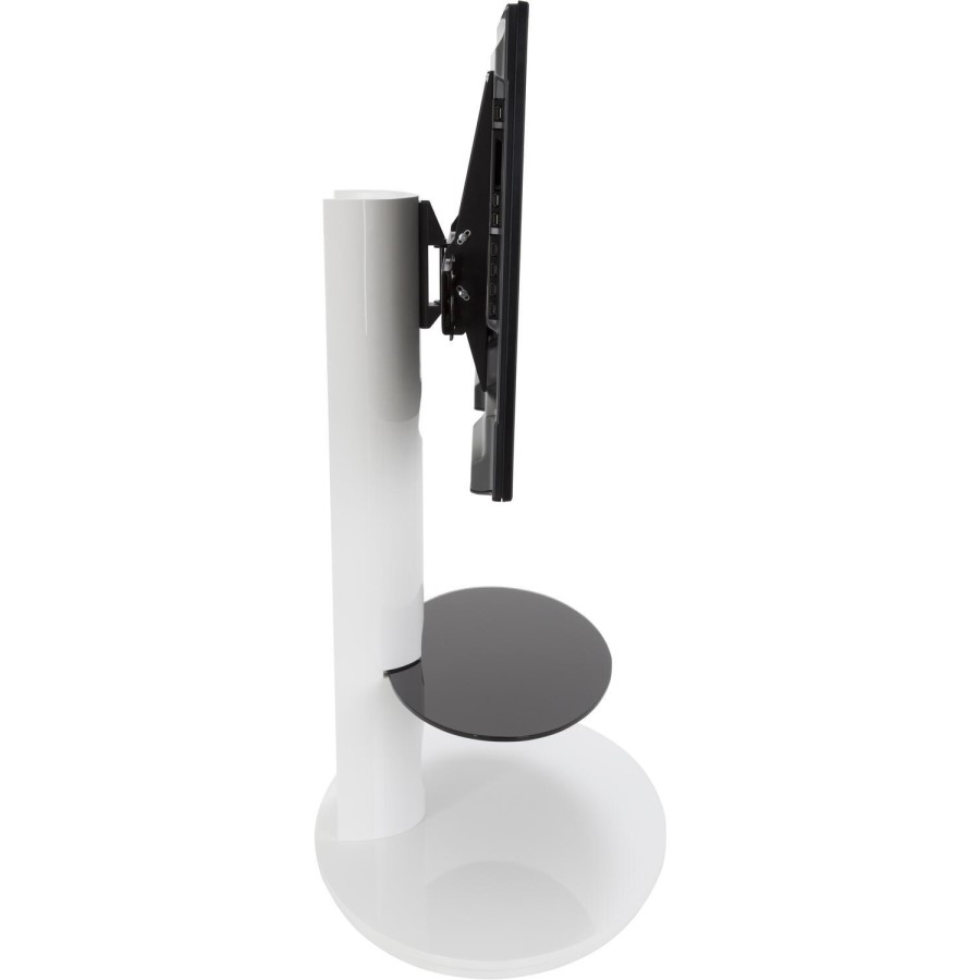 Chepstow Affinity Oval Pedestal TV Stand 930 Gloss White / Black Glass