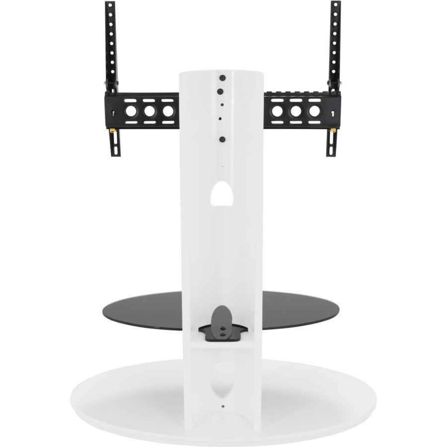 Chepstow Affinity Oval Pedestal TV Stand 930 Gloss White / Black Glass