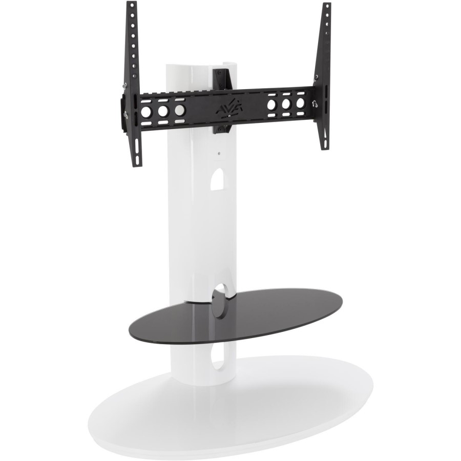 Chepstow Affinity Oval Pedestal TV Stand 930 Gloss White / Black Glass
