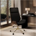 A2/FST001 GRADE A2 - Black Faux Leather and Walnut High Back Swivel Office Chair - Forest