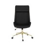 Black Faux Leather and Walnut Swivel Office Chair - Forest