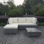 Grey Rattan Corner 4 Seater Sofa Set with Coffee Table