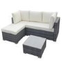 Grey Rattan Corner 4 Seater Sofa Set with Coffee Table