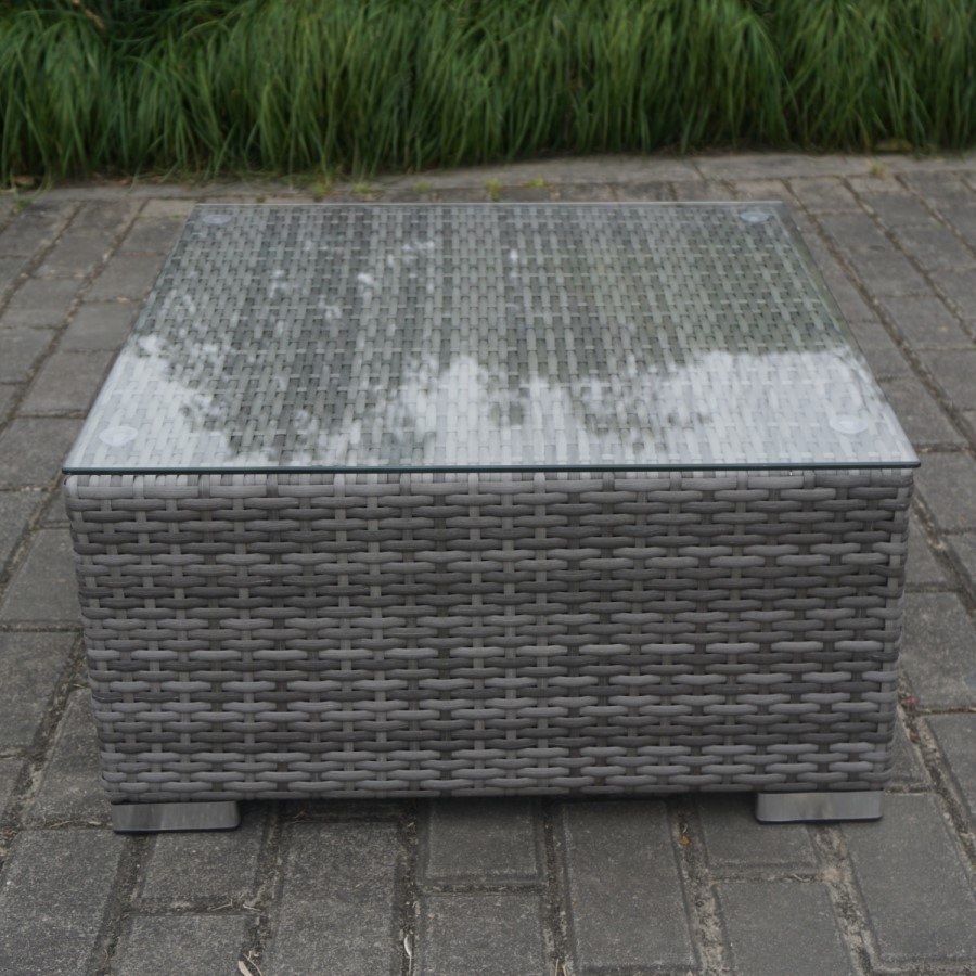 Grey Rattan Corner 4 Seater Sofa Set with Coffee Table