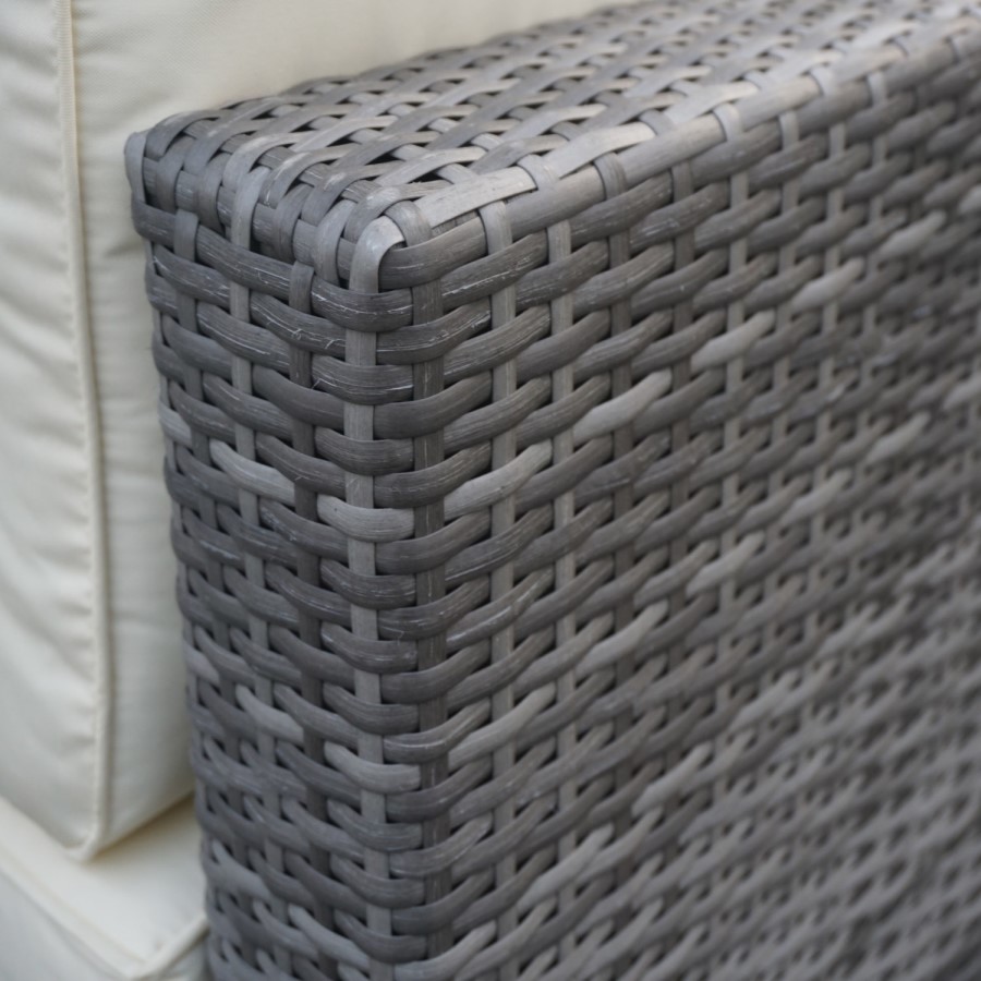 Grey Rattan Corner 4 Seater Sofa Set with Coffee Table