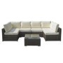 Brown Rattan Large Corner Sofa Set With Coffee Table