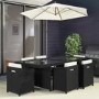 GRADE A1 - Black Rattan Garden Furniture - Garden Table and 6 Chairs