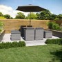 ALMOST PERFECT - 8 Seater Dark Grey Rattan Cube Garden Dining Set - Parasol Included - Fortrose