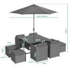 GRADE A1 - Rattan 10 Piece Cube Garden Dining Set in Dark Grey - Parasol Included