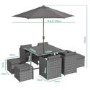 ALMOST PERFECT - 8 Seater Dark Grey Rattan Cube Garden Dining Set - Parasol Included - Fortrose