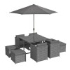 GRADE A1 - Rattan 10 Piece Cube Garden Dining Set in Dark Grey - Parasol Included