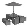 ALMOST PERFECT - 8 Seater Dark Grey Rattan Cube Garden Dining Set - Parasol Included - Fortrose