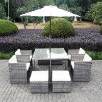 GRADE A1 - Fortrose Rattan 10 Piece Cube Garden Set in Grey