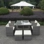 GRADE A1 - Grey Rattan 10 Piece Cube Garden Dining Set - Parasol Included