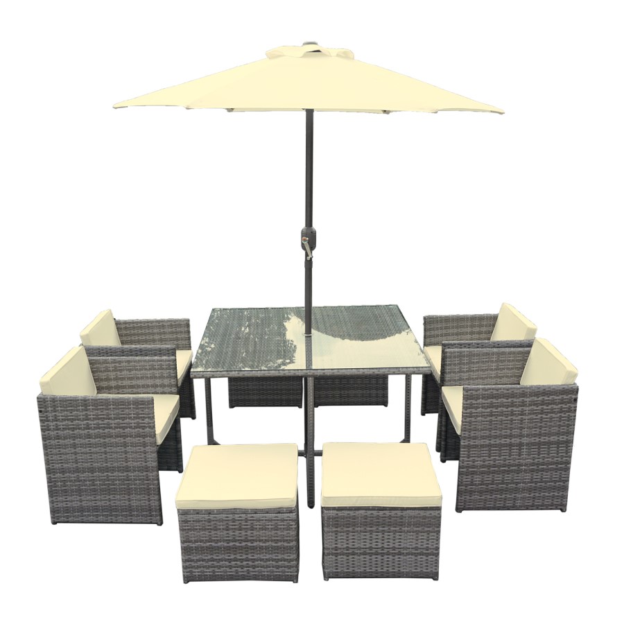 GRADE A1 - Fortrose Rattan 10 Piece Cube Garden Set in Grey