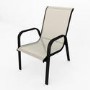 GRADE A1 - Brown Metal and Cream 6 Seater Garden Dining Set - Parasol Included