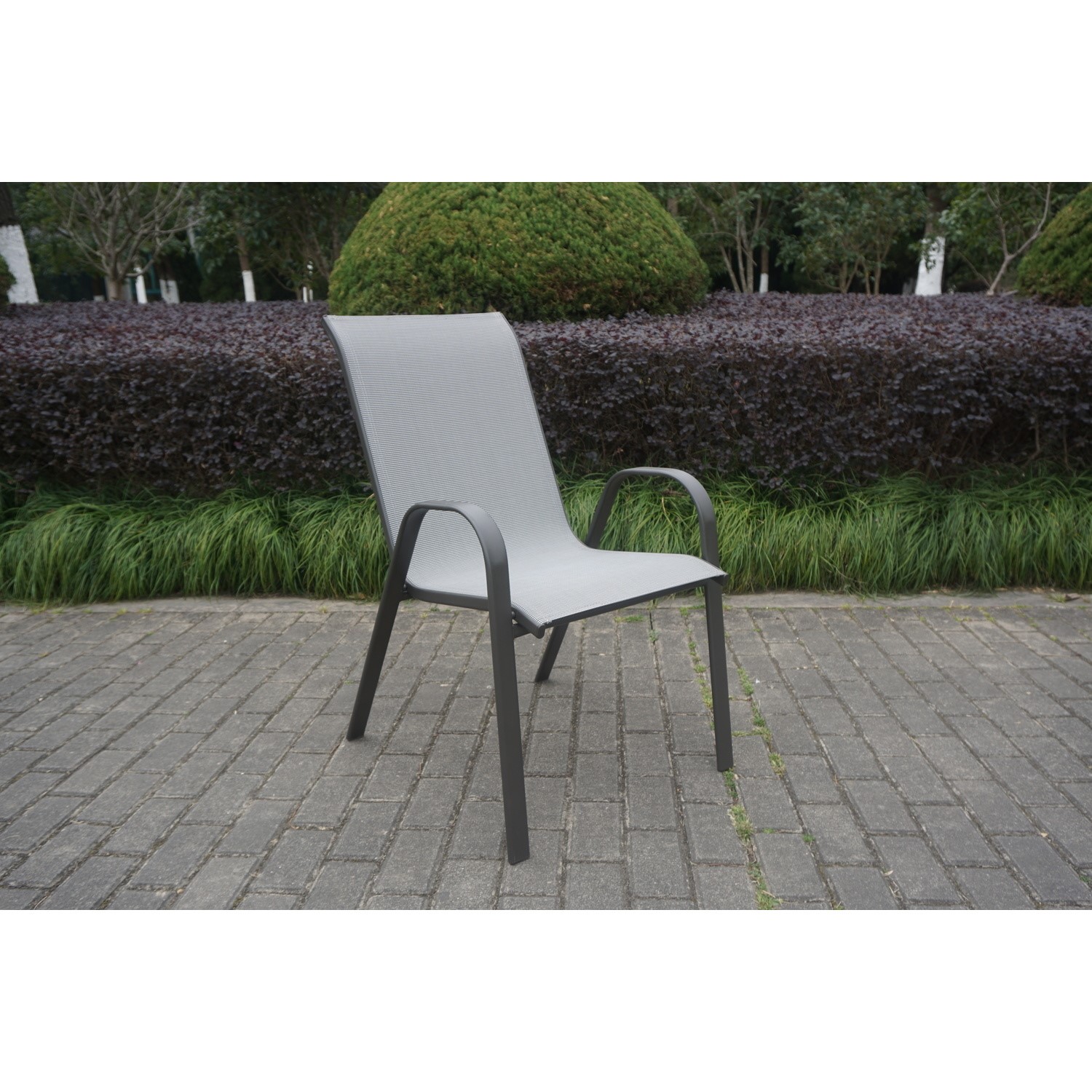 6 grey garden chairs