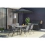 GRADE A1 - Black and Grey Metal 6 Seater Garden Furniture Set - Parasol Included 