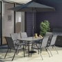 GRADE A2 - 6 Grey Metal Outdoor Dining Chairs
