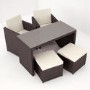 GRADE A1 - Brown Rattan 5 Piece Storeaway Garden Dining Set Includes Cushions + FREE Waterproof Coverr
