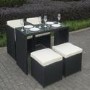 GRADE A1 - Black Rattan 5 Piece Storeaway Garden Dining Set + FREE Waterproof Cover