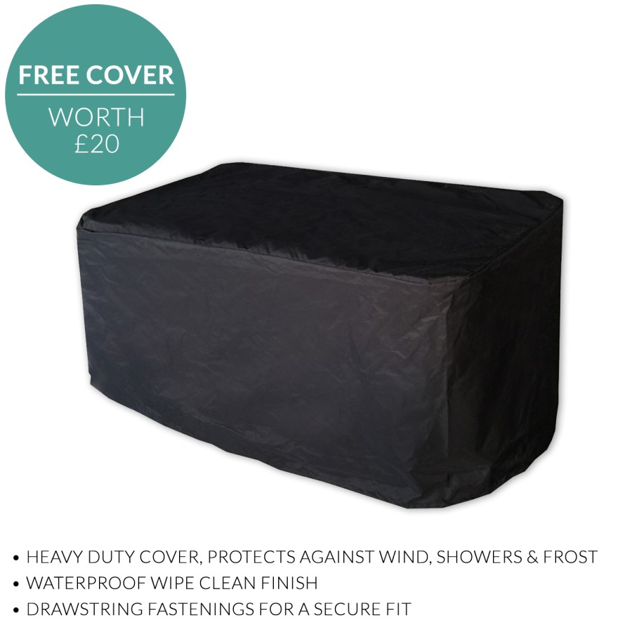 GRADE A1 - Black Rattan 5 Piece Storeaway Garden Dining Set + FREE Waterproof Cover