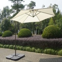 Large Cream Cantilever Outdoor Parasol - Weighted Base Included Large Cream Cantilever Outdoor Parasol - Weighted Base Included