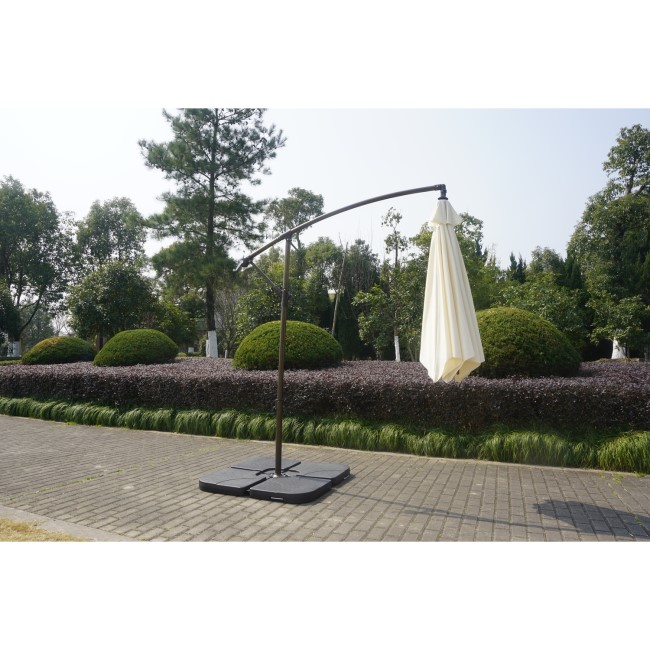 Large Cream Cantilever Outdoor Parasol - Weighted Base Included