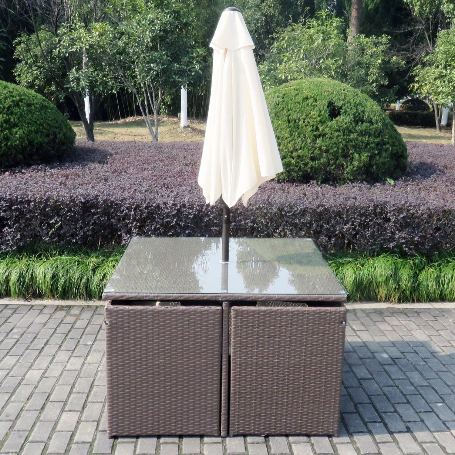 brown rattan cube garden set