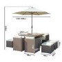 8 Seater Brown Rattan Cube Garden Dining Set - Parasol Included - Fortrose