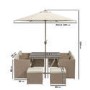 8 Seater Brown Rattan Cube Garden Dining Set - Parasol Included - Fortrose