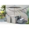 Outdoor Rattan Garden Furniture - Garden Table and 8 Chairs + Grey Parasol 
