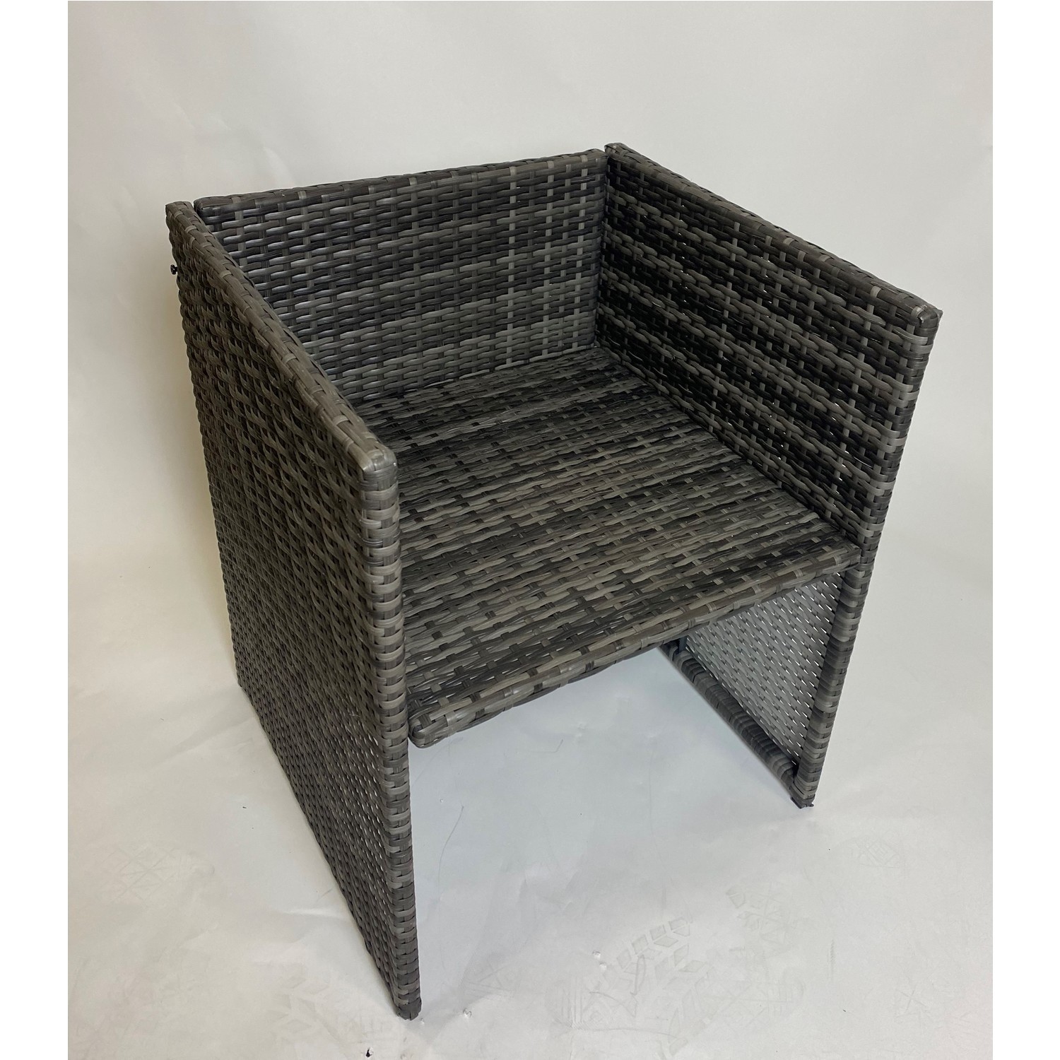Dark Grey Rattan Outdoor Cube Set Chairs - Furniture123