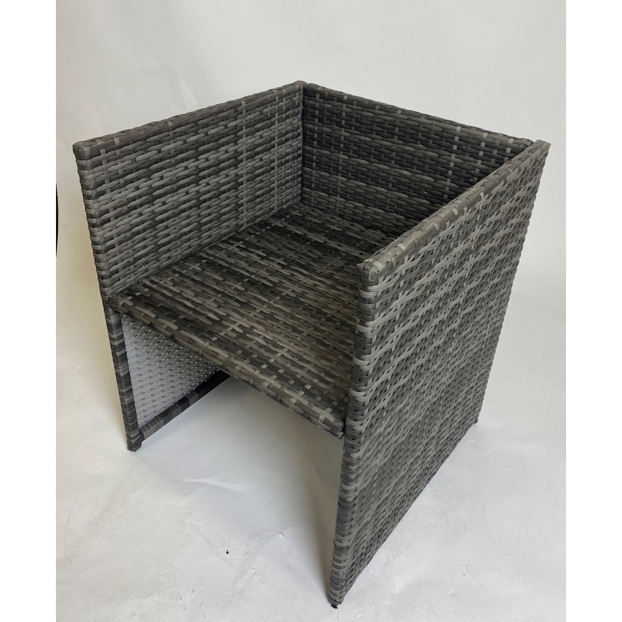 4 Grey Rattan Outdoor Cube Set Chairs