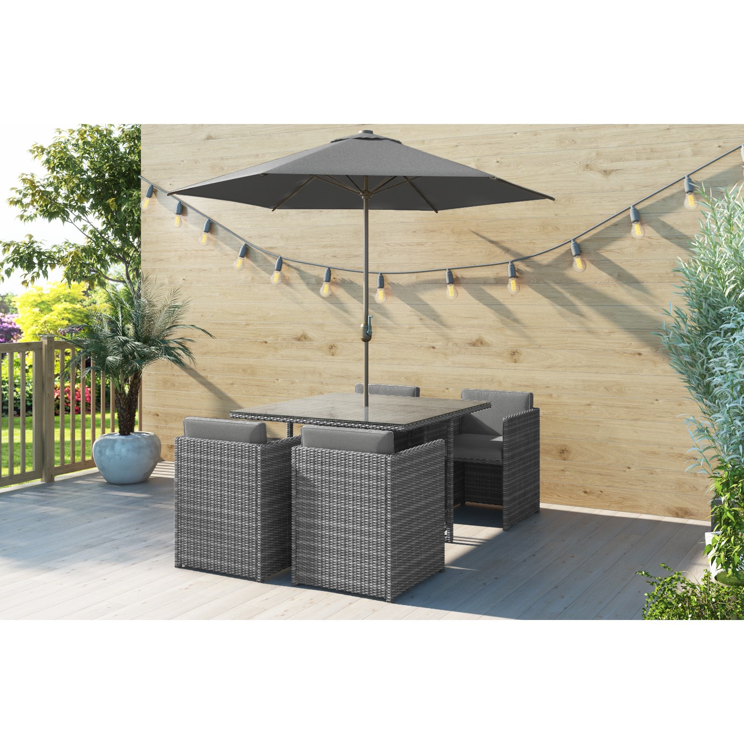 dark grey rattan cube set