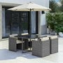GRADE A1 - Grey Rattan Cube Garden Dining Set - 4 Seater - Parasol Included - Fortrose