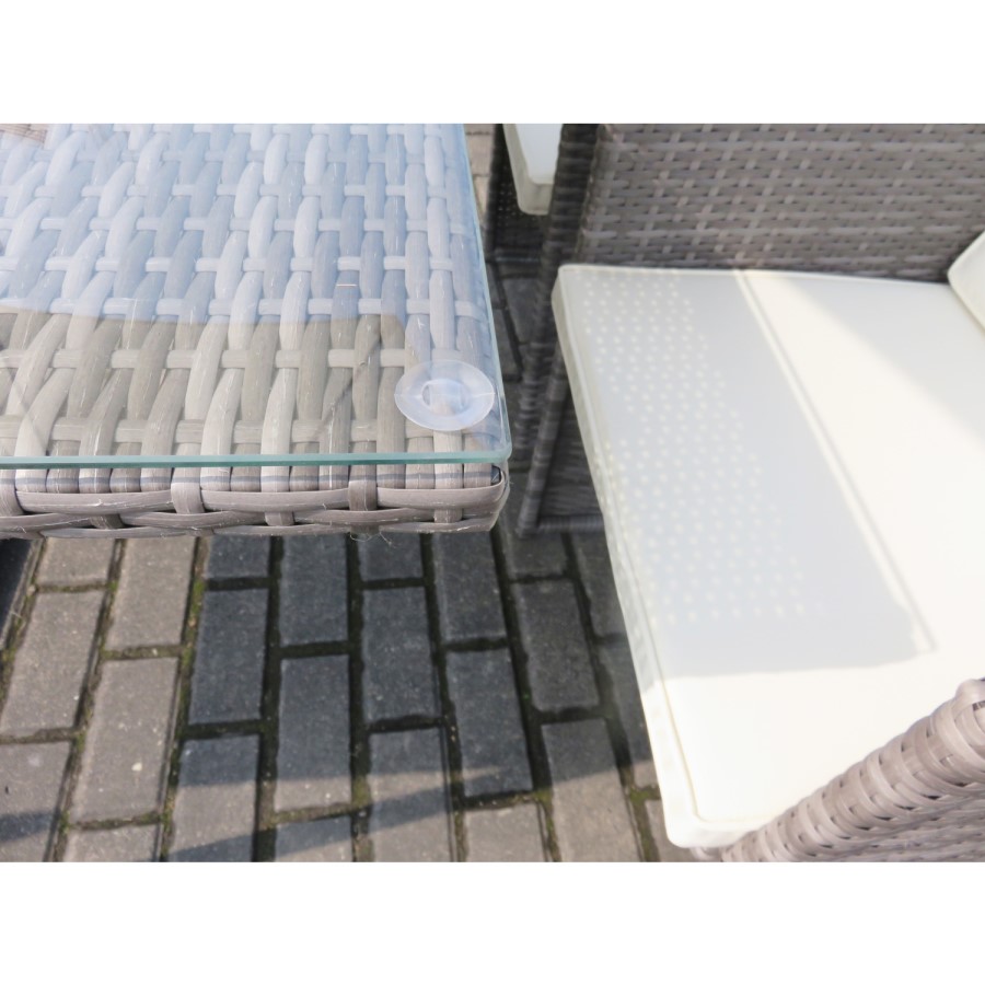 GRADE A1 - Grey Rattan 6 Piece Garden Furniture Dining Set - Parasol Included