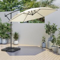 3x3m Cream Cantilever Parasol with Base and Cover Included  - Fortrose 3x3m Cream Cantilever Parasol with Base and Cover Included  - Fortrose