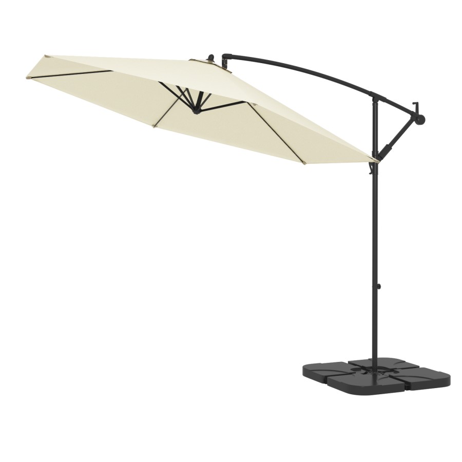 3x3m Cream Cantilever Parasol with Base and Cover Included  - Fortrose