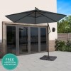 GRADE A1 - 3x3m Dark Grey Cantilever Parasol with Base and Cover Included - Fortrose