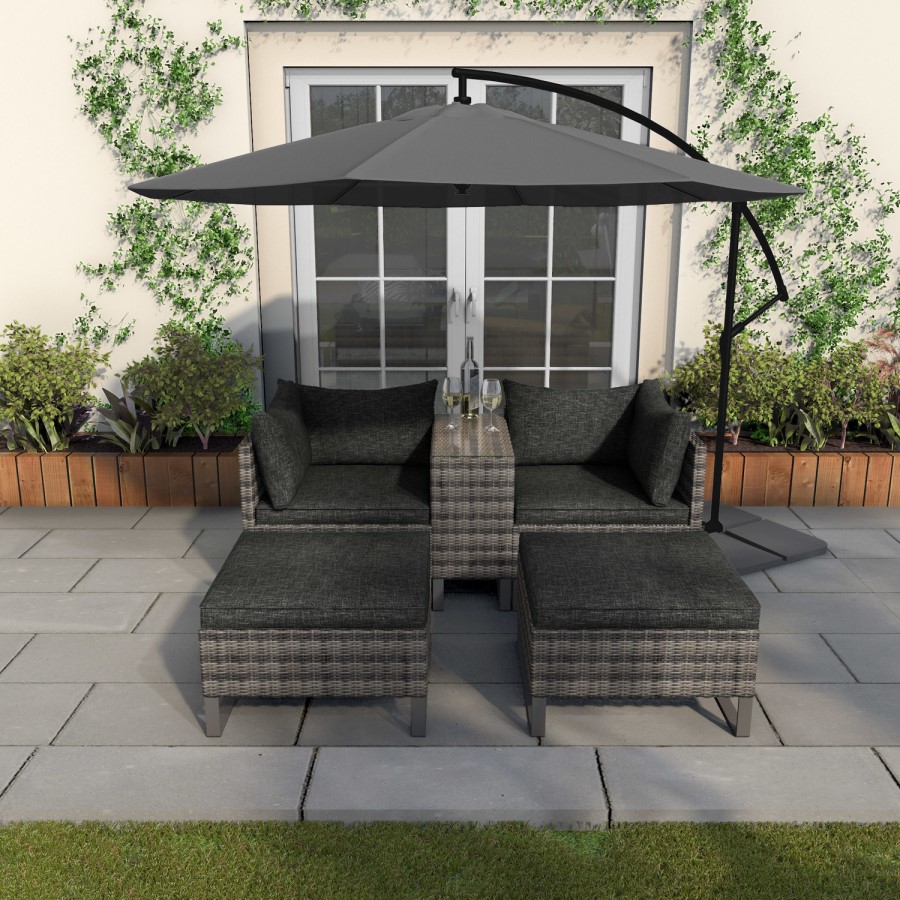 GRADE A1 - 3x3m Dark Grey Cantilever Parasol with Base and Cover Included - Fortrose