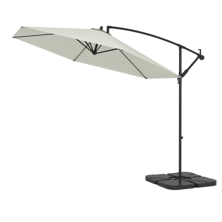 3x3m Light Grey Cantilever Parasol with Base and Cover Included  - Fortrose