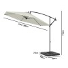 GRADE A1 - Large 3x3m Cantilever Garden Parasol - Base &amp; Cover Included - Grey