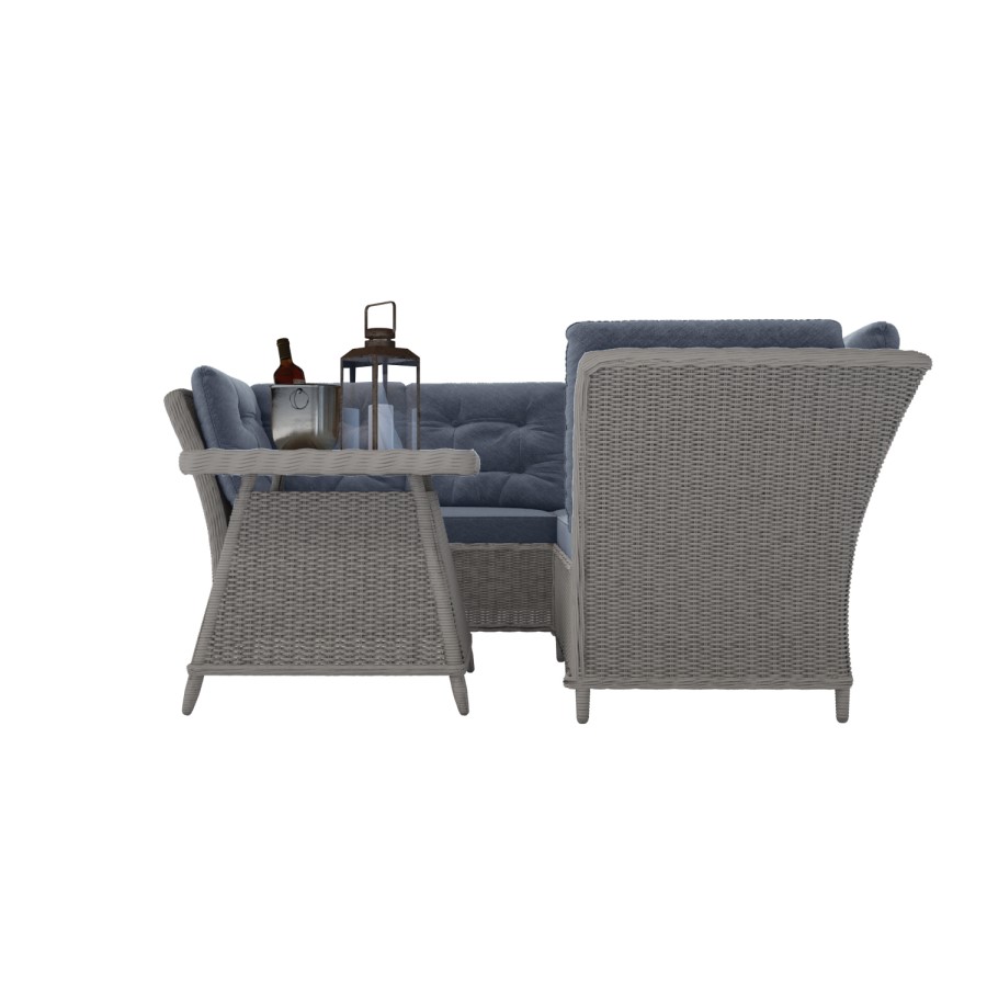 GRADE A1 - Aspen Grey Rattan Garden Furniture - Corner Sofa Table & Cushions Included